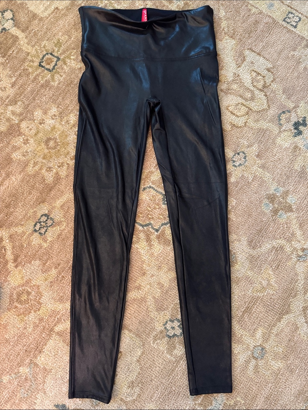 SPANX Faux Leather Look High-Waist Leggings - Black size L